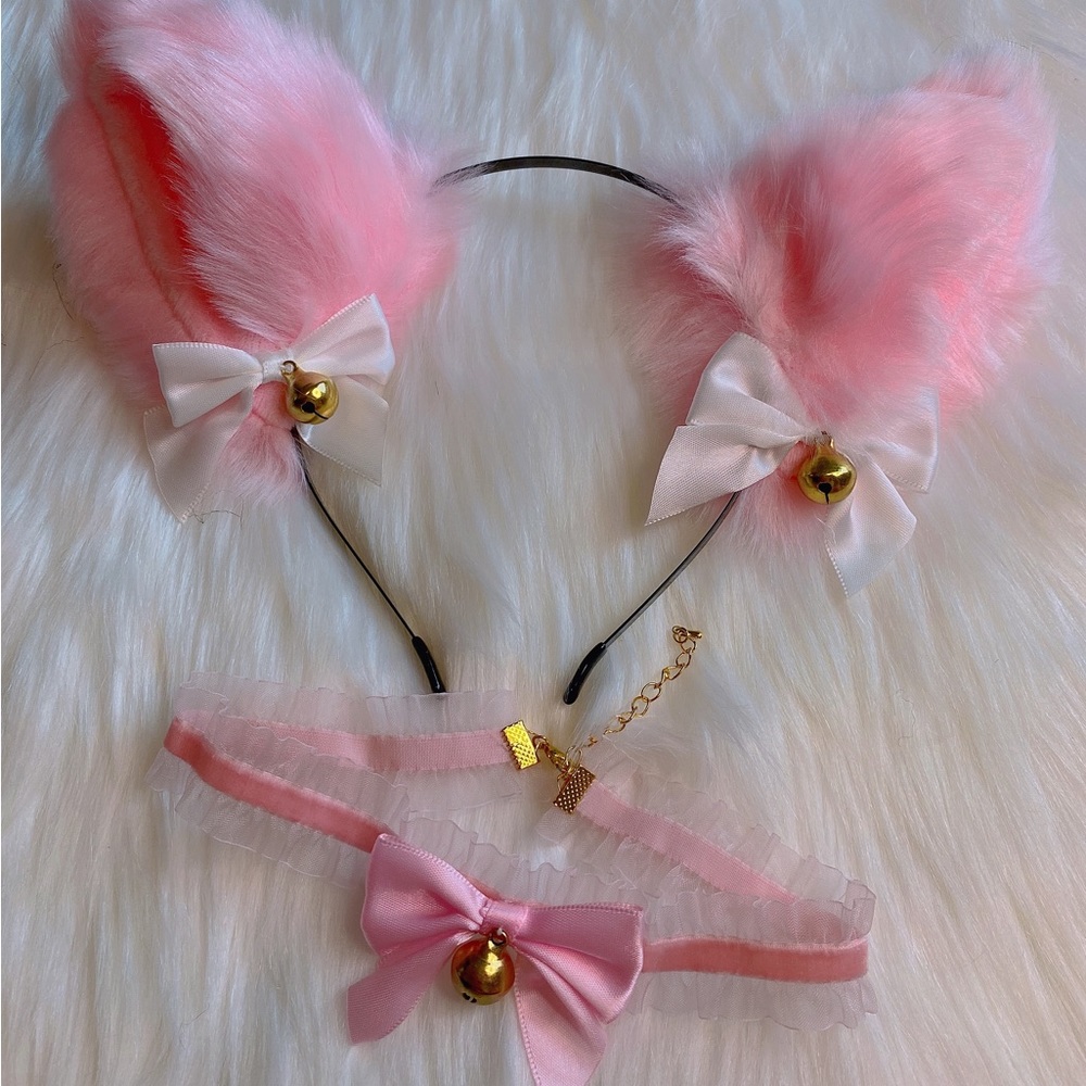 Fox ear cat ear headband collar costume new
